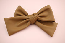 Load image into Gallery viewer, Coffee Pleather Classic Bow