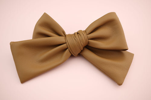 Coffee Pleather Classic Bow