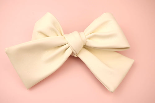 Ivory Pleather Classic Bow