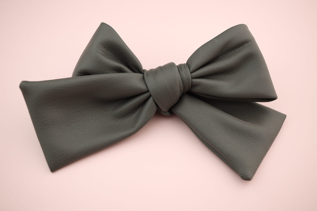 Charcoal Pleather Classic Bow