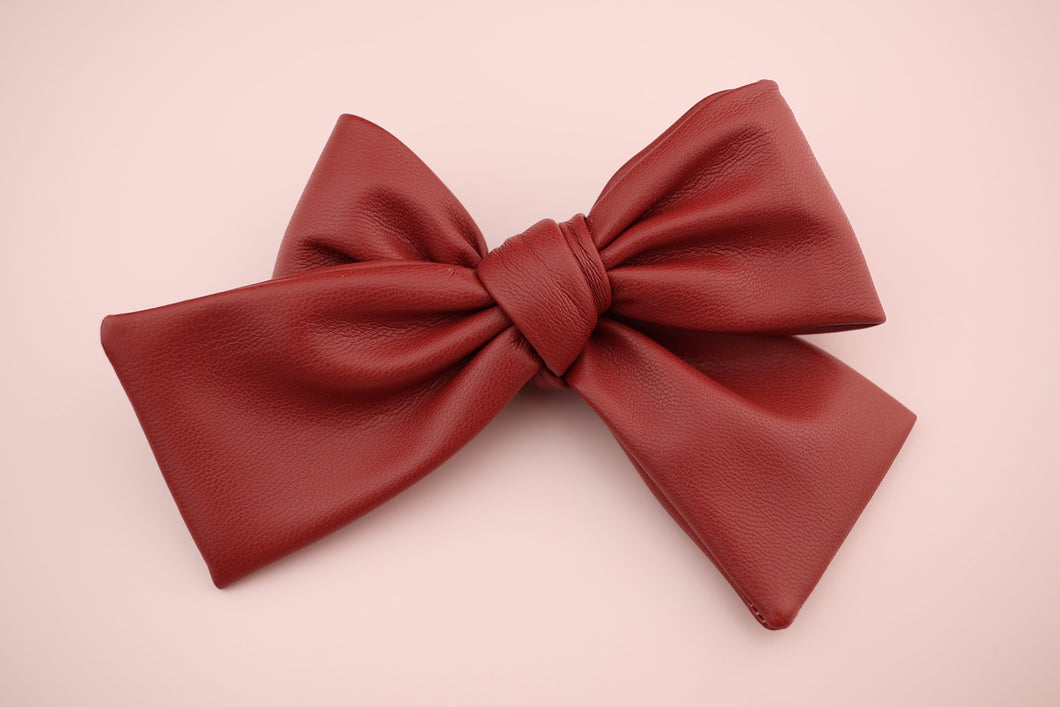 Red Pleather Classic Bow