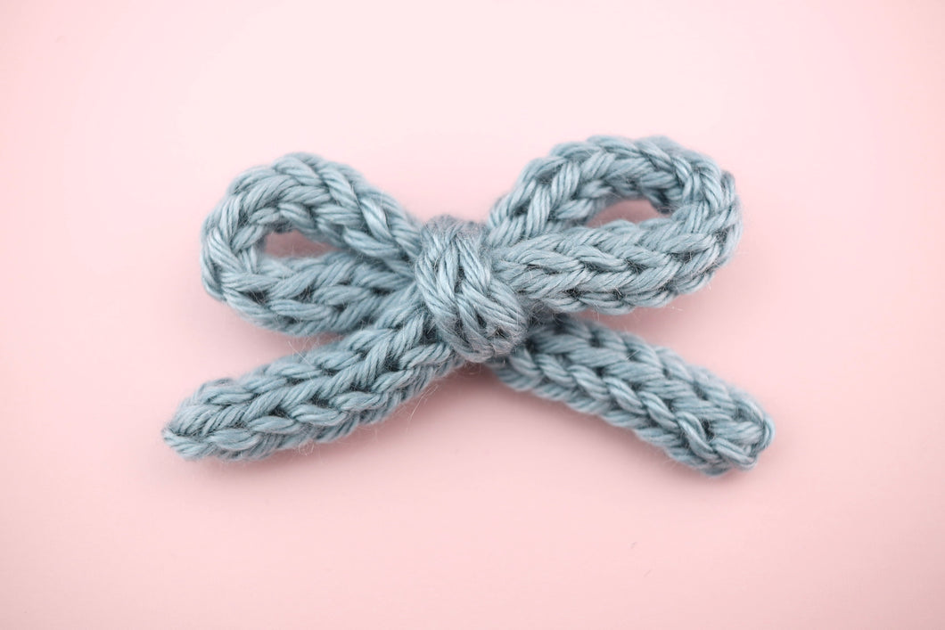 Blue Knit Bow