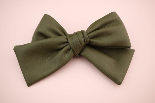 Olive Pleather Classic Bow