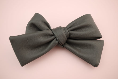 Charcoal Pleather Petite Bow