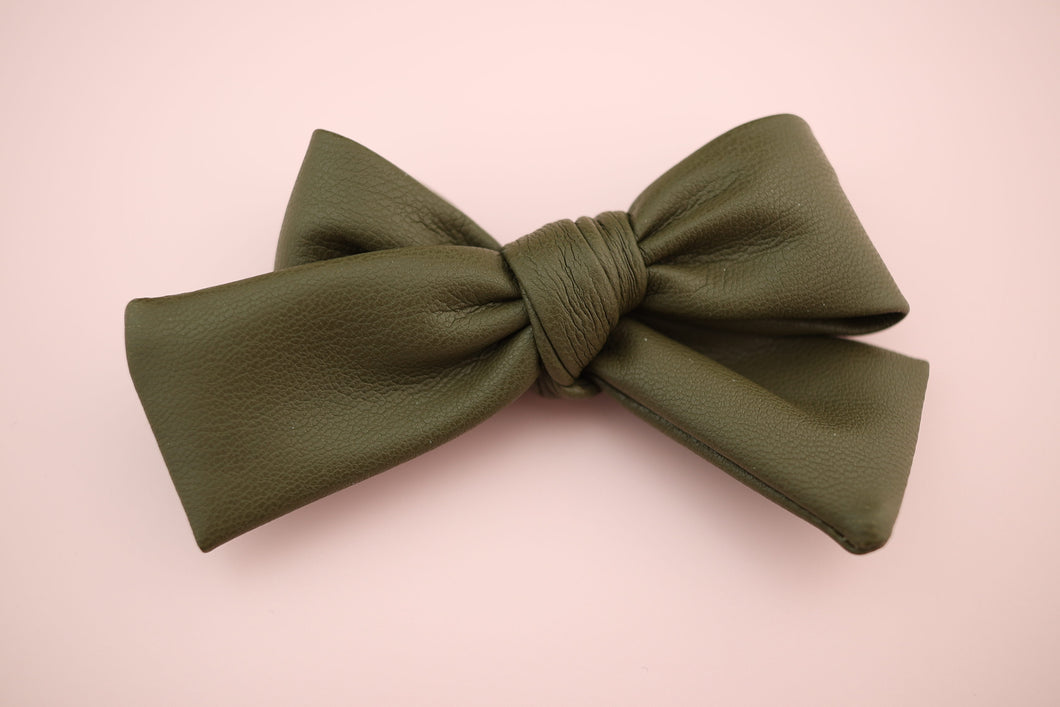 Olive Pleather Petite Bow