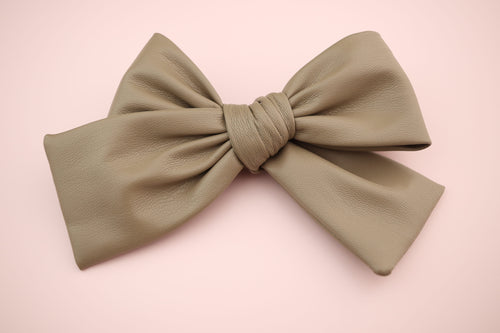 Taupe Pleather Classic Bow