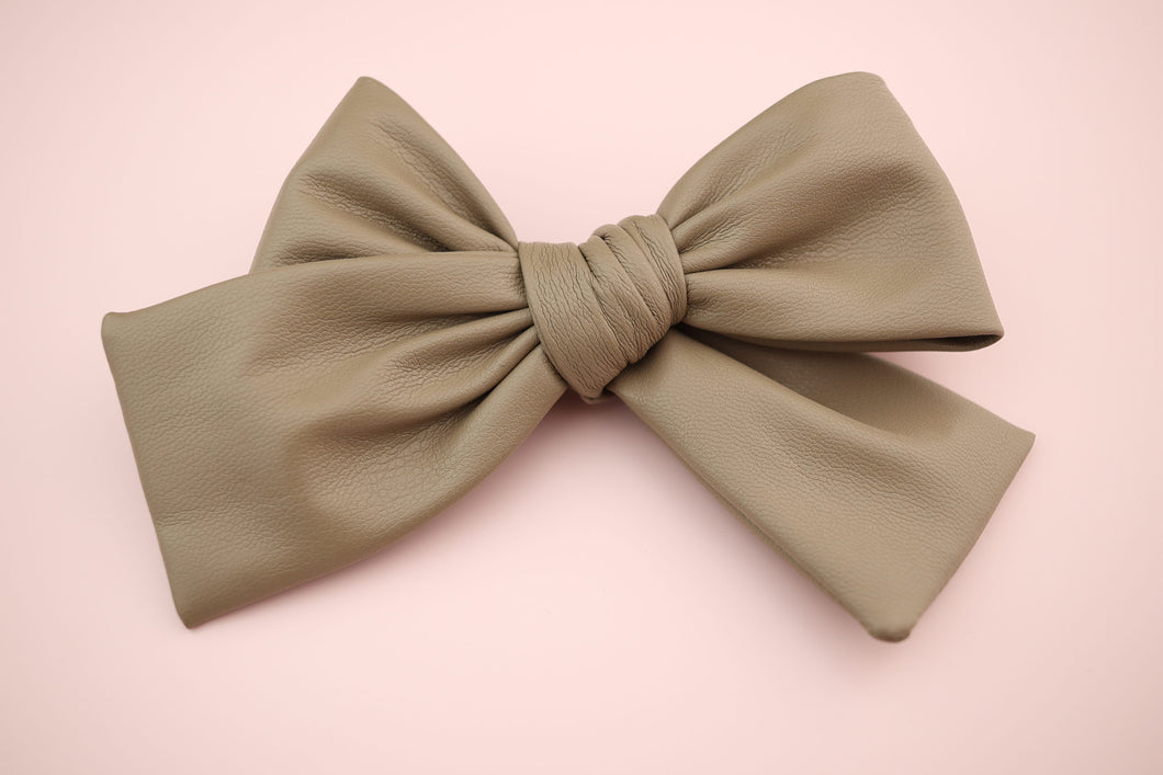 Taupe Pleather Classic Bow