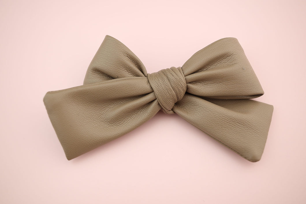 Taupe Pleather Petite Bow