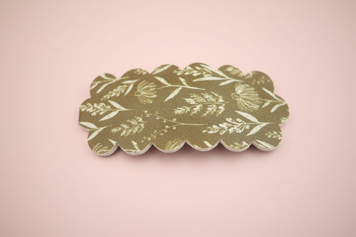 Olive Floral Snap Clip