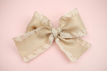Load image into Gallery viewer, Beige Scallop Ribbon Bow