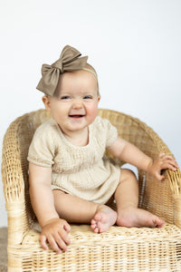 Taupe Pleather Classic Bow
