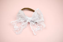 Load image into Gallery viewer, White Floral Lace Bow