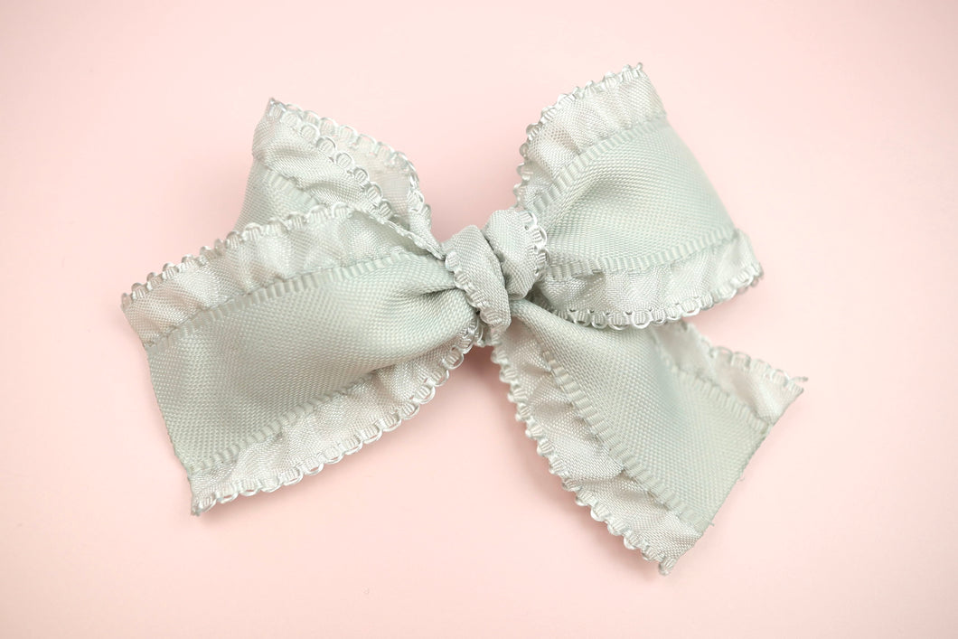 Grey Scallop Ribbon Bow