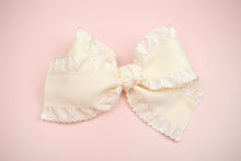 Load image into Gallery viewer, Ivory Scallop Ribbon Bow