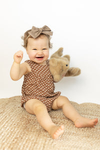 Taupe Pleather Classic Bow