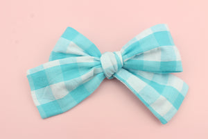Aqua Plaid Classic Bow -SALE