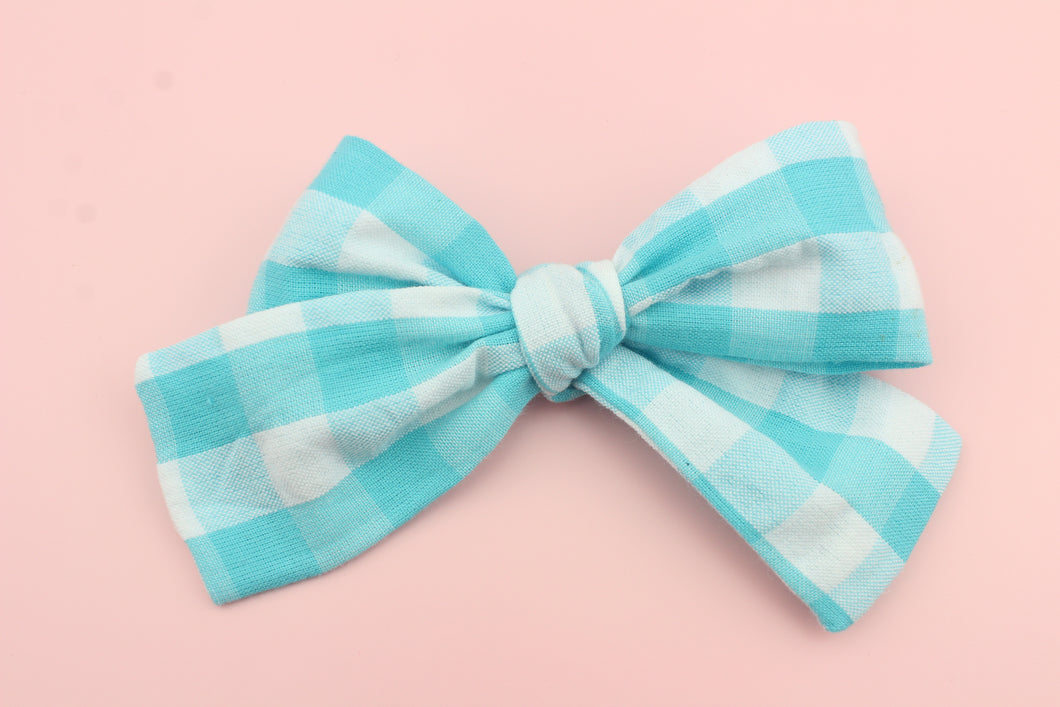 Aqua Plaid Classic Bow -SALE