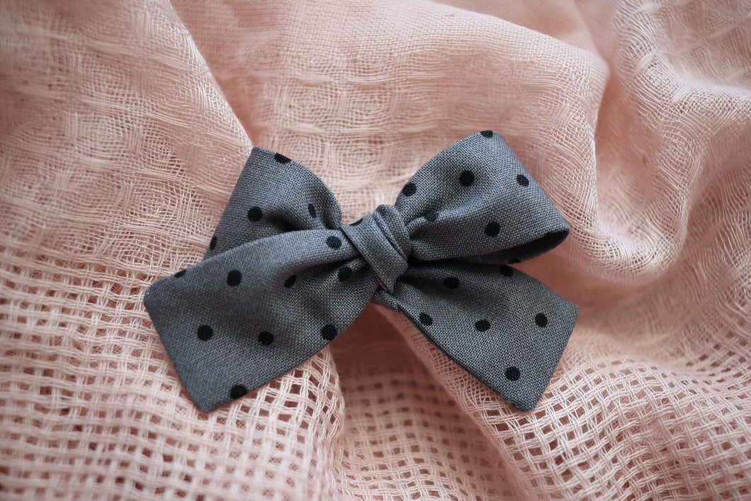 Grey Dots Mini Bow