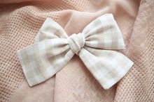 Load image into Gallery viewer, Oatmeal Plaid Classic Bow