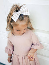 Load image into Gallery viewer, Oatmeal Plaid Classic Bow