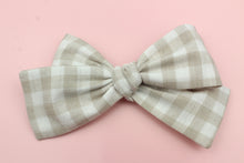 Load image into Gallery viewer, Oatmeal Plaid Classic Bow